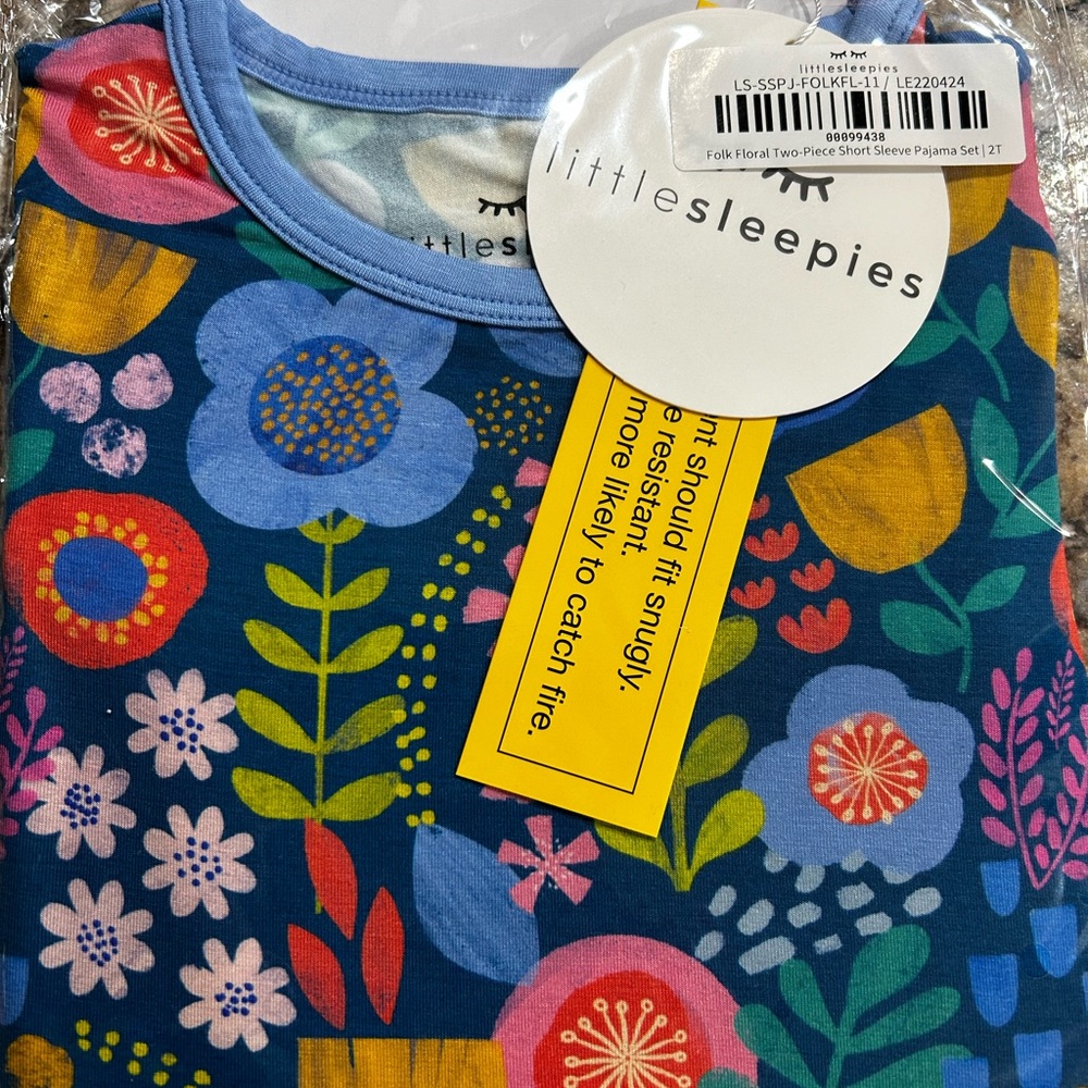 Little Sleepies Folk Floral two piece short sleeve NWT